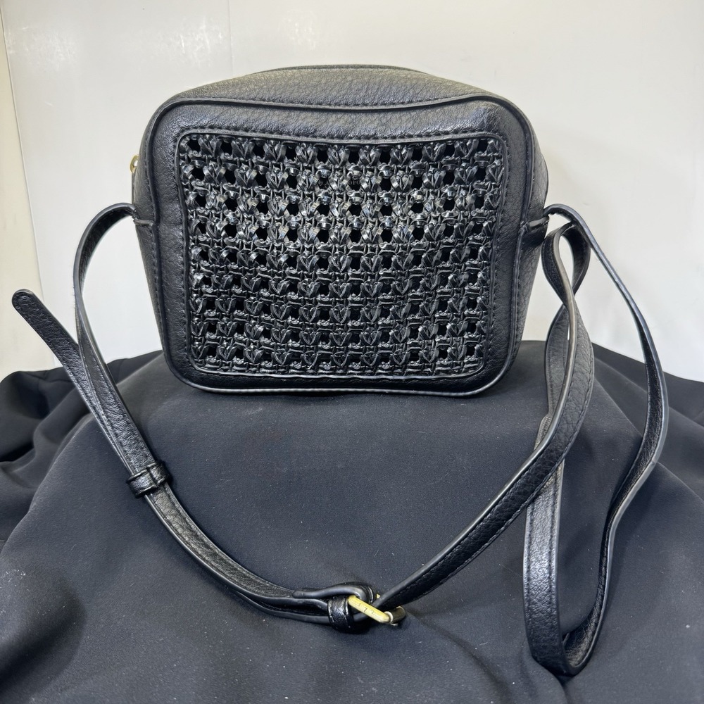 Anthropologie Jackie Woven Crossbody Adjustable Strap Purse Black